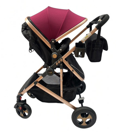 Carucior 2 in 1,Modul sport transformabil din landou,Plasa de insecte si geanta de scutece,Dubla suspensie pe roata,mov [3]