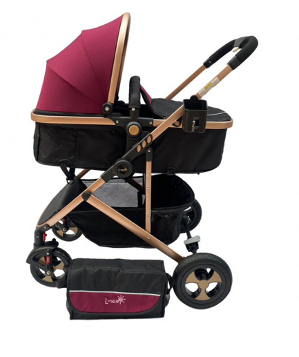 Carucior 2 in 1,Modul sport transformabil din landou,Plasa de insecte si geanta de scutece,Dubla suspensie pe roata,mov [4]