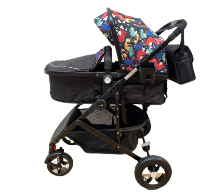 Carucior 2 in 1,Modul sport transformabil din landou,Plasa de insecte si geanta de scutece,roata cauciuc,Dubla suspensie pe roata,multicolor [2]