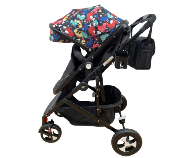 Carucior 2 in 1,Modul sport transformabil din landou,Plasa de insecte si geanta de scutece,roata cauciuc,Dubla suspensie pe roata,multicolor [4]