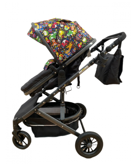 Carucior 2 in 1,Modul sport transformabil din landou, Plasa de insecte si geanta de scutece, roata cauciuc, Dubla suspensie pe roata, multicolor jucarii [4]