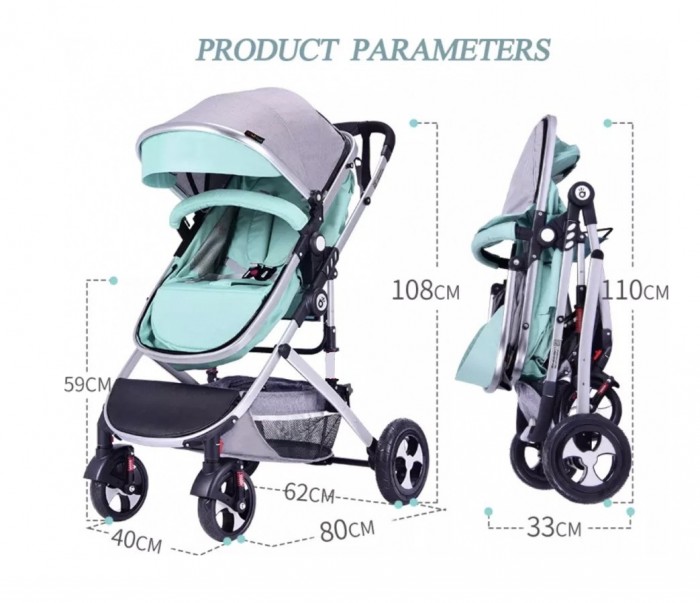 Carucior 2 in 1,Modul sport transformabil din landou,Plasa de insecte si geanta de scutece,VERNIL 1 [2]