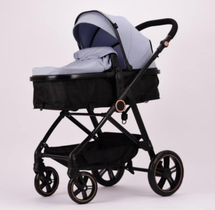 Carucior 2 in 1, Landou reversibil, 0-36 luni, roti off-road, Geanta pentru scutece, Pliere ultracompacta, gri [3]