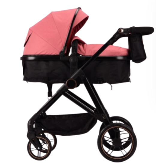 Carucior 2 in 1, Landou reversibil, 0-36 luni, roti off-road, Geanta pentru scutece, Pliere ultracompacta, Roz [1]