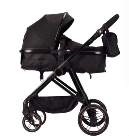 Carucior 2 in 1, Landou reversibil, 0-36 luni, roti off-road, Geanta pentru scutece, Pliere ultracompacta, Negru [1]