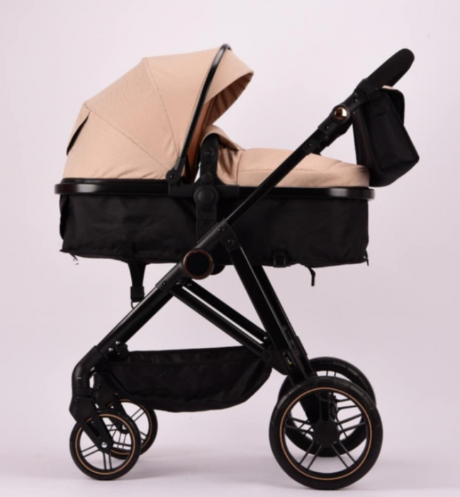 Carucior 2 in 1, Landou reversibil, 0-36 luni, roti off-road, Geanta pentru scutece, Pliere ultracompacta, Bej [3]
