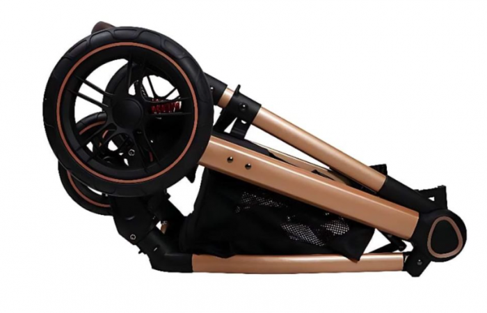 Carucior 2 in 1,Suspensie dubla pe roata ,Geanta inclusa, strangere compacta, Bubu-Still, Bleumarin [10]