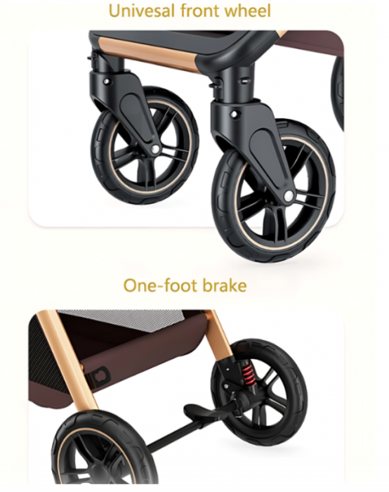 Carucior 2 in 1,Suspensie dubla pe roata ,Geanta inclusa, strangere compacta, Bubu-Still, Bleumarin [9]