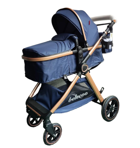 Carucior 2 in 1,Suspensie dubla pe roata ,Geanta inclusa, strangere compacta, Bubu-Still, Bleumarin [5]