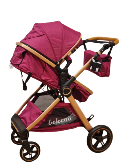 Carucior 2 in 1, Suspensie dubla pe roata, Geanta inclusa, strangere compacta, Bubu-Still, mov [4]