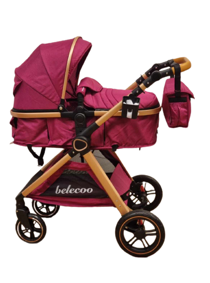 Carucior 2 in 1, Suspensie dubla pe roata, Geanta inclusa, strangere compacta, Bubu-Still, mov [7]