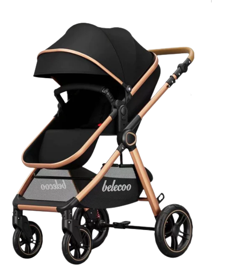 Carucior 2 in 1, Suspensie dubla pe roata, Geanta inclusa, strangere compacta, Bubu-Still, negru [2]