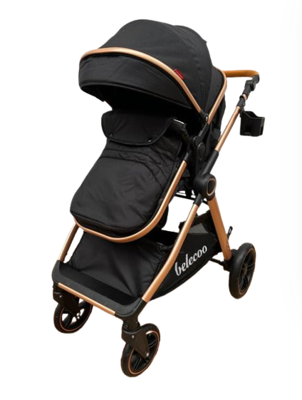 Carucior 2 in 1, Suspensie dubla pe roata, Geanta inclusa, strangere compacta, Bubu-Still, negru [5]