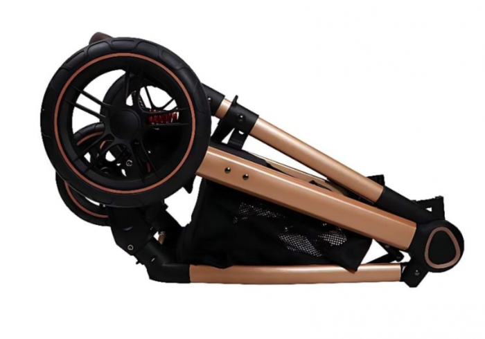 Carucior 2 in 1, Suspensie dubla pe roata, Geanta inclusa, strangere compacta, Bubu-Still, Roz [10]