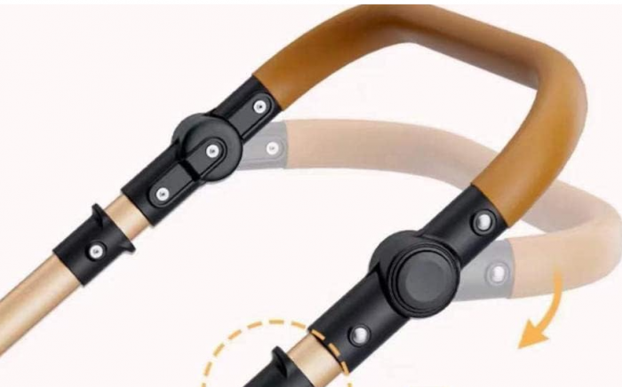 Carucior 2 in 1, Suspensie dubla pe roata, Geanta inclusa, strangere compacta, Bubu-Still, Roz pudra cu negru [10]