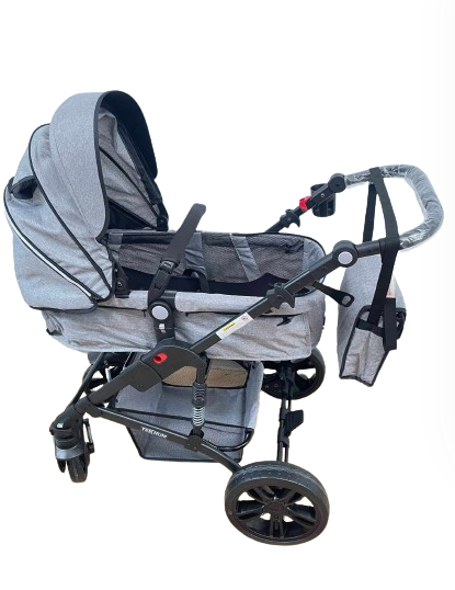 Carucior 2 in 1, Teknum, cu suspensii duble, husa de picioare, suport de sticluta si geanta de scutece [2]