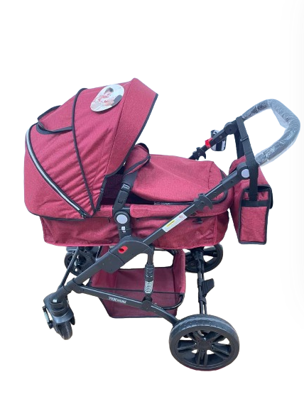 Carucior 2 in 1, Teknum, cu suspensii duble, husa de picioare, suport de sticluta si geanta de scutece [4]