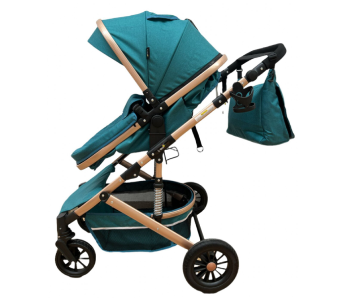 Carucior 3 in 1 Bubu-Still Sun, din aluminiu, landou reversibil si cos auto material dublu, geanta inclusa, albastru turcoise [8]