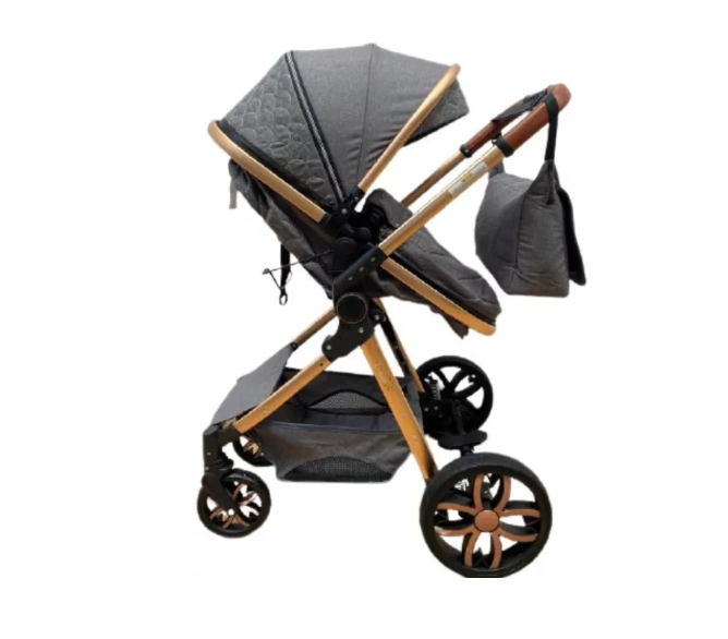 Carucior 3 in 1 Bubu-Still Sun, din aluminiu, maner reversibil si cos auto material dublu, geanta inclusa,gri [2]