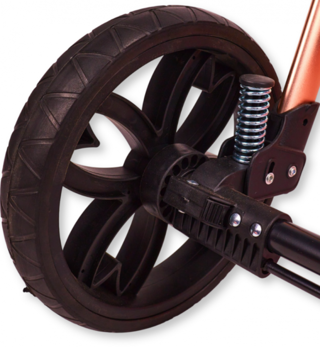 Carucior 3 in 1 Bubu-Still Sun, din aluminiu, maner reversibil si cos auto material dublu, geanta inclusa, roz auriu [8]