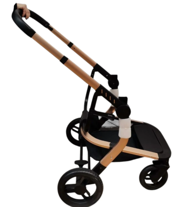 Carucior 3 in 1 cu 3 piese distincte, cadru ergonomic stabil, reversibil, bej [9]