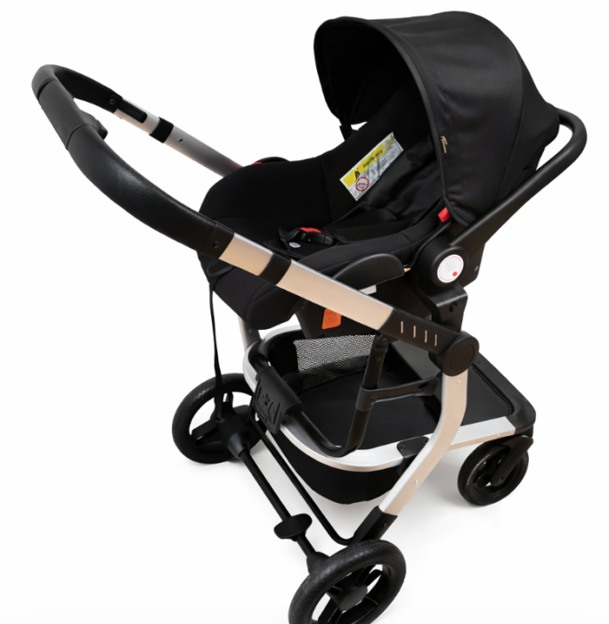 Carucior 3 in 1 cu 3 piese distincte, cadru ergonomic stabil, reversibil, negru [3]