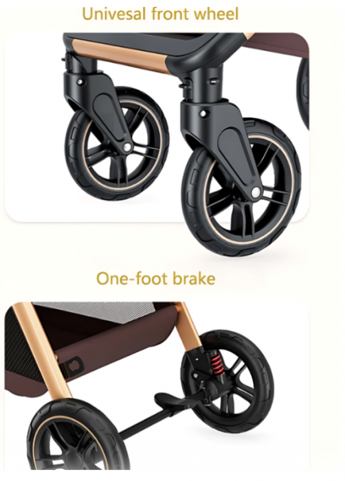 Carucior 3 in 1, Cu landou Reversibil, copertina extensibila, geanta pentru scutece, Belecoo, Cu scoica auto, Roz cu negru [10]