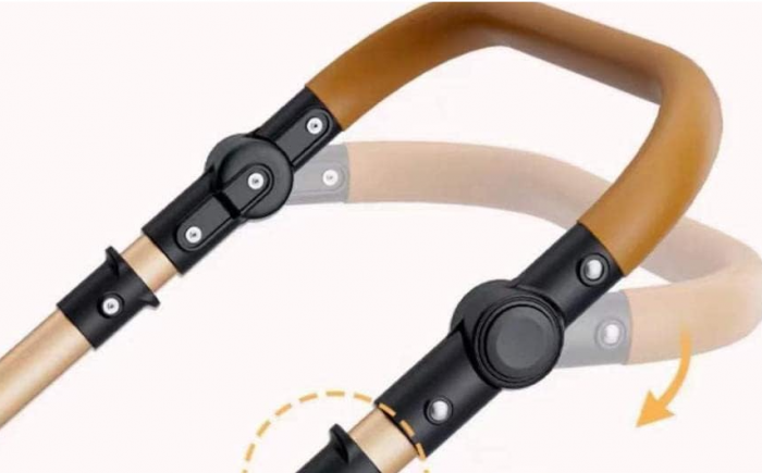 Carucior 3 in 1, Cu landou Reversibil, copertina extensibila, geanta pentru scutece, Belecoo, Cu scoica auto, Roz cu negru [9]