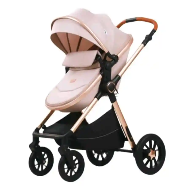 Carucior, 3 in 1, cu suspensii duble si landou reversibil, element sustinere dublu, Kidilo, Bej, Cu jucarie de carucior inclusa [3]