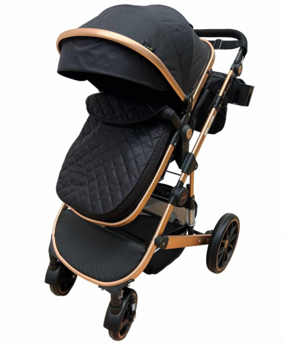 Carucior, 3 in 1, cu suspensii duble si landou reversibil, element sustine dublu, negru [7]