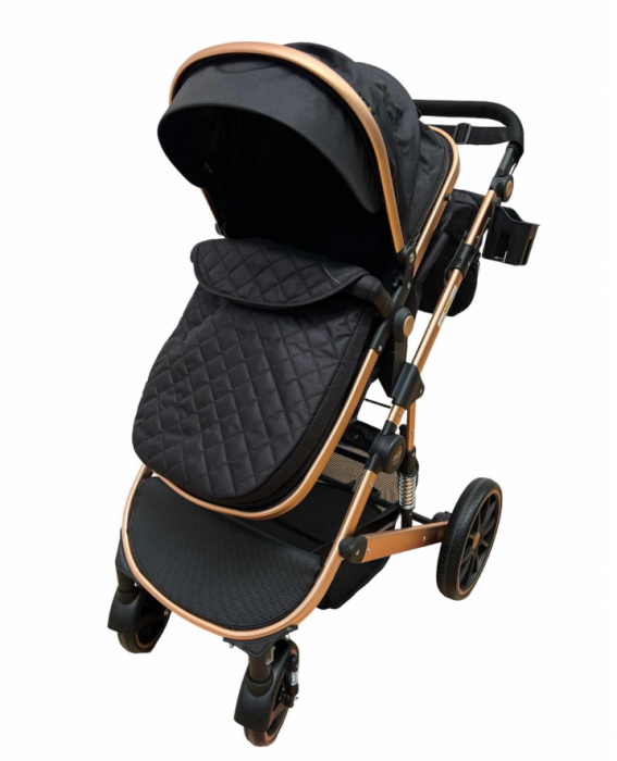 Carucior, 3 in 1, cu suspensii duble si landou reversibil, element sustine dublu, negru [6]