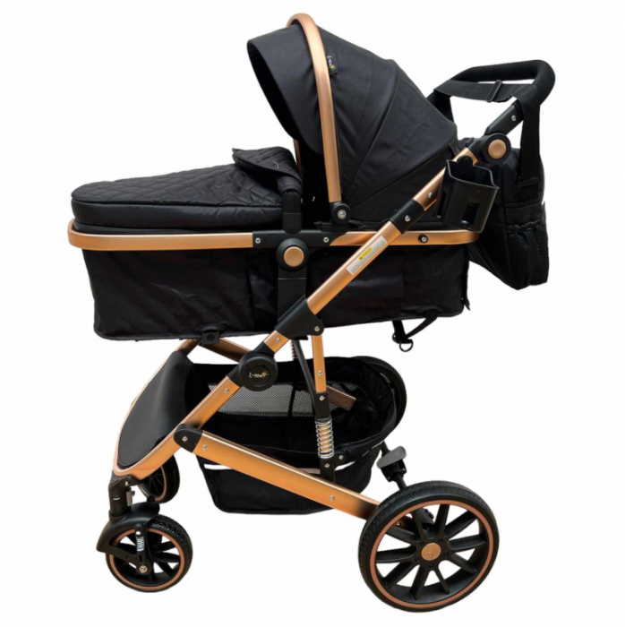 Carucior, 3 in 1, cu suspensii duble si landou reversibil, element sustine dublu, negru [2]