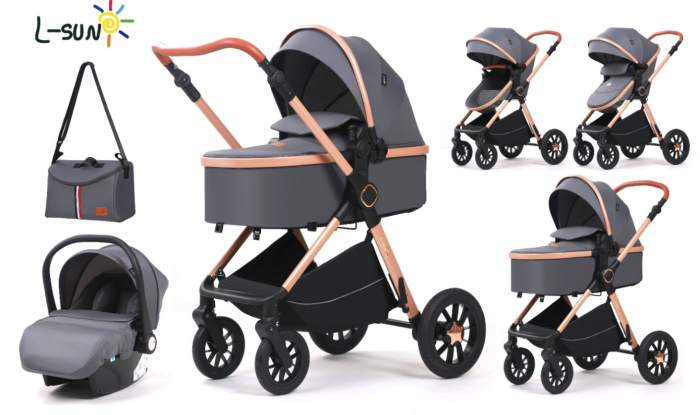 Carucior, 3 in 1, cu suspensii duble si landou reversibil, Element sustinere dublu, 0 luni - 3 ani, Original  L-Sun [1]