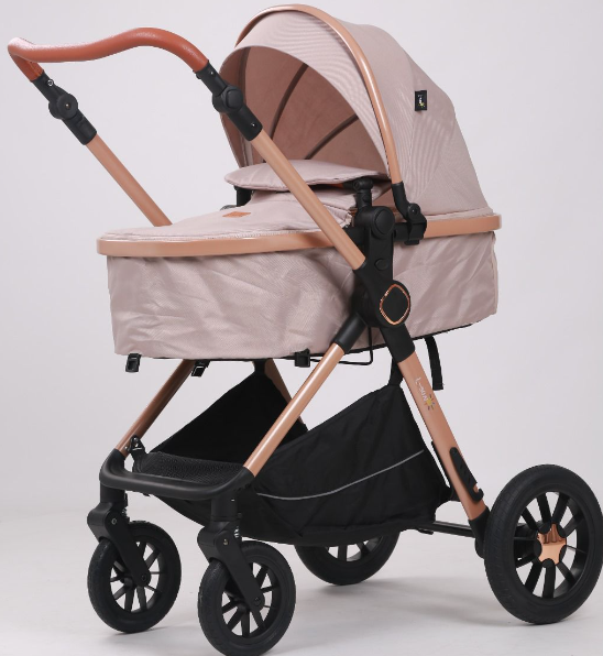 Carucior, 3 in 1, cu suspensii duble si landou reversibil, element sustinere dublu, Maner reversibil, Bej [3]