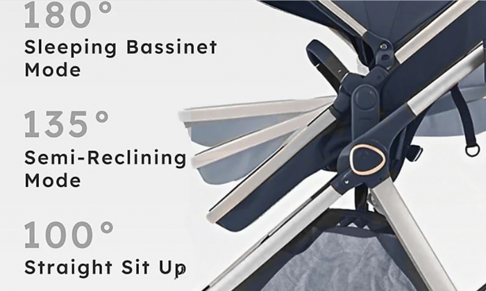 Carucior, 3 in 1, cu suspensii duble si landou reversibil, Element sustinere dublu, Maner reversibil, Kidilo, Gri [11]