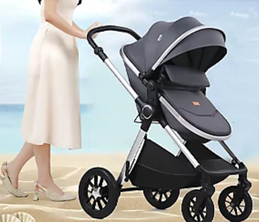 Carucior, 3 in 1, cu suspensii duble si landou reversibil, Element sustinere dublu, Maner reversibil, Kidilo, Gri [7]