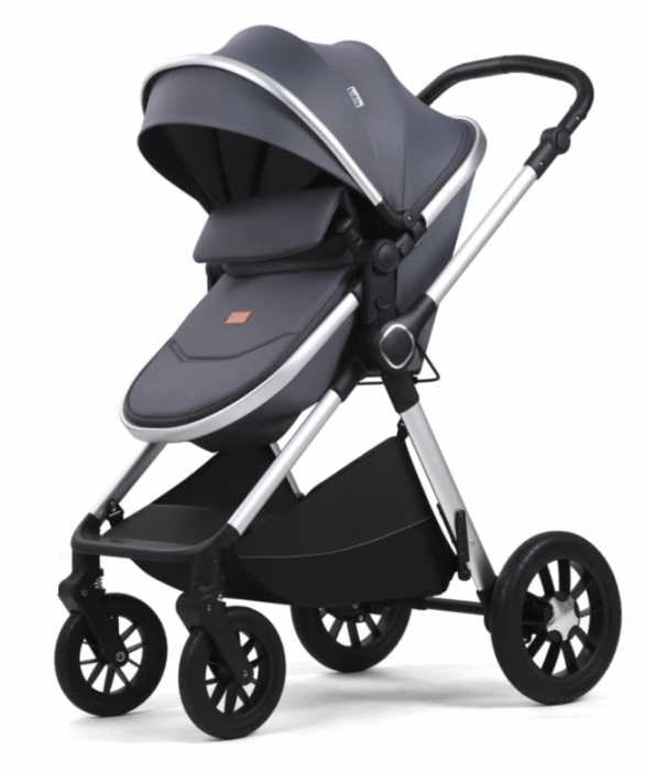 Carucior, 3 in 1, cu suspensii duble si landou reversibil, Element sustinere dublu, Maner reversibil, Kidilo, Gri [4]