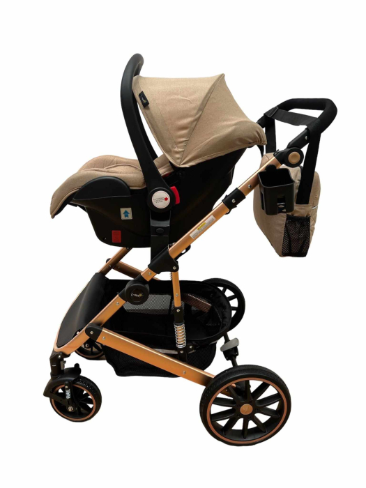 Carucior 3 in 1, dubla suspensie, matlasat, Bubu-Still Sun, 0-36 luni, Bej [11]