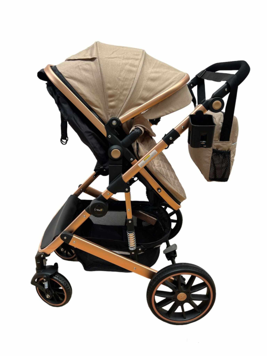 Carucior 3 in 1, dubla suspensie, matlasat, Bubu-Still Sun, 0-36 luni, Bej [9]