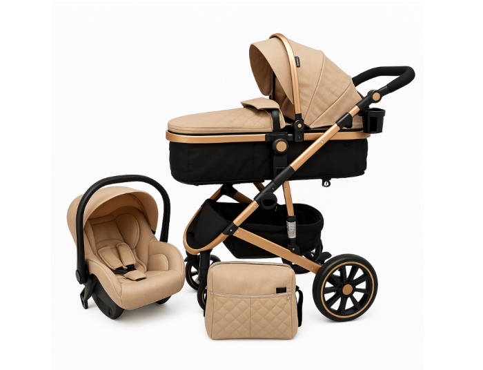 Carucior 3 in 1, dubla suspensie, matlasat, Bubu-Still Sun, 0-36 luni, Bej [1]