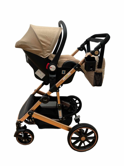 Carucior 3 in 1, dubla suspensie, matlasat, Bubu-Still Sun, 0-36 luni, Bej [4]