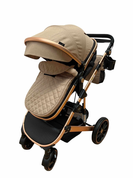 Carucior 3 in 1, dubla suspensie, matlasat, Bubu-Still Sun, 0-36 luni, Bej [5]