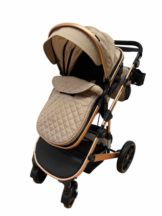Carucior 3 in 1, dubla suspensie, matlasat, Bubu-Still Sun, 0-36 luni, Bej [6]