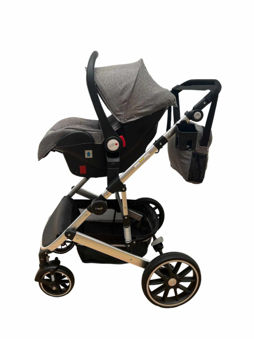 Carucior 3 in 1, dubla suspensie, matlasat, Bubu-Still Sun, 0-36 luni, gri [7]