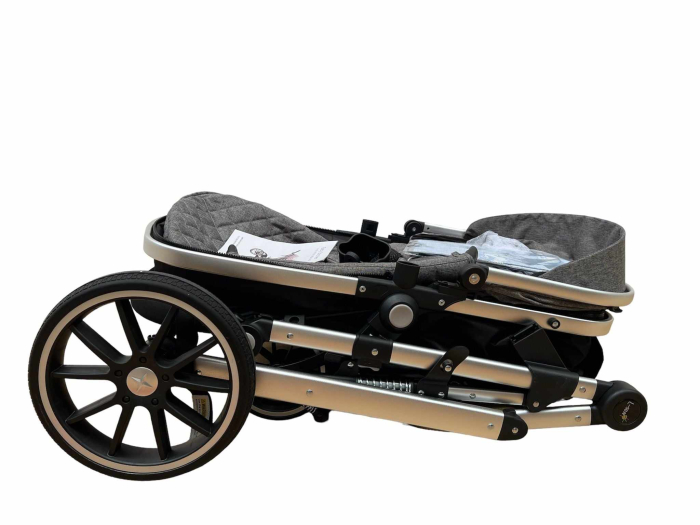 Carucior 3 in 1, dubla suspensie, matlasat, Bubu-Still Sun, 0-36 luni, gri [8]