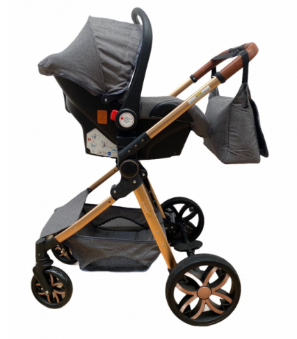 Carucior 3 in 1, Geanta de scutece, cu suspensie, Bubu-Still Sun-gri [5]
