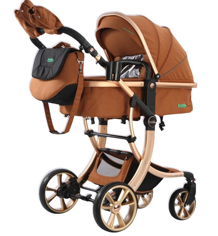 Carucior 3 in 1, Geanta de scutece, Editia Lux, Suspensie pe roata, Kidilo [3]