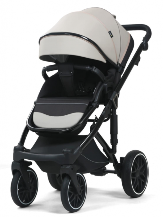Carucior 3 in 1, 0-36 luni, Colectia Fizio-Lux G8, Piese distincte, Cu Suspensii, Landou reversibil, Husa de ploaie si insecte, Geanta de scutece, Manusi de protectie, Eco-piele, Gri [5]