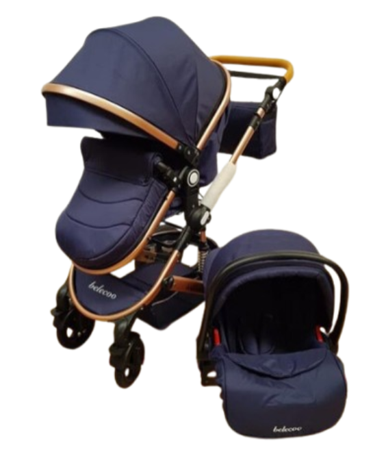 Carucior 3 in 1, Geanta de scutece, Suspensie dinamica pe roata si cadru, albastru gradient [9]