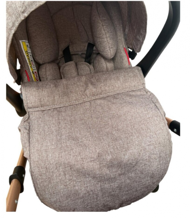 Carucior, 3 in 1, Geanta de scutece, Suspensie dinamica pe roata si cadru, Bej cafea cu lapte [6]